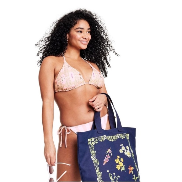 NWT Agua Bendita x Target Dainty Floral/Stripe Reversible Triangle Bikini Sz L - Picture 4 of 16